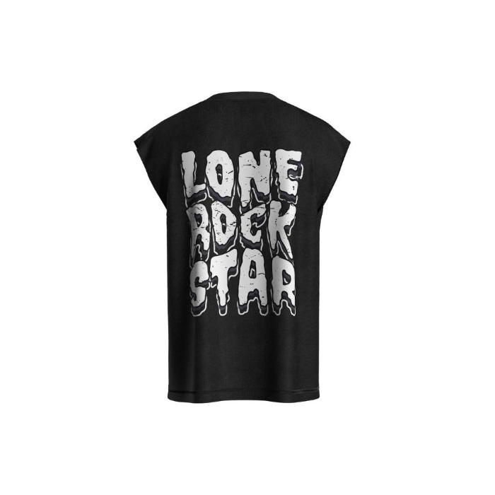 Lone Rock$tar Silver Stoned Sleeveless Tee "Back"