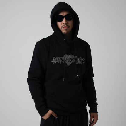 Lone Rock$tar OG Hoodie Actual, Black Hoodie, Rhinestone Branding